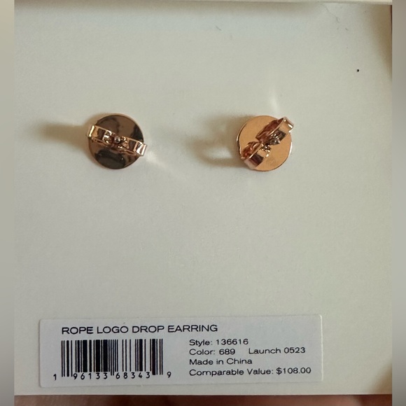 Golden with pearl earrings-Tory Burch - NWT - Picture 3 of 6